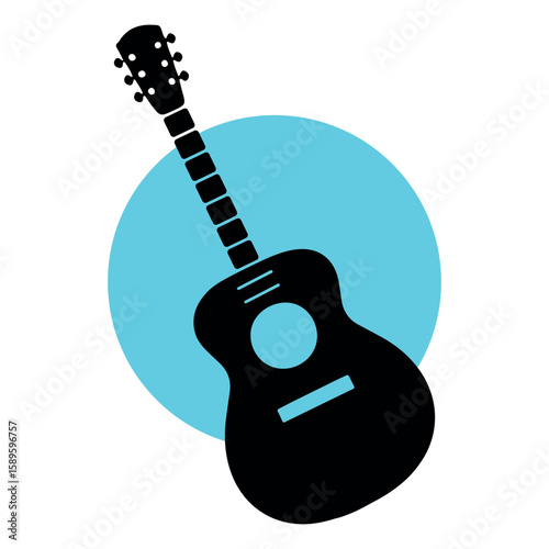 Guitar Silhouette, Guitar Vector, Black Guitar Vector and Illustration, Acoustic Guitar Silhouette Clipart, Cute Rock Guitar Silhouette, Musical Instrument Icon,  Musical Doodle Elements for Design

