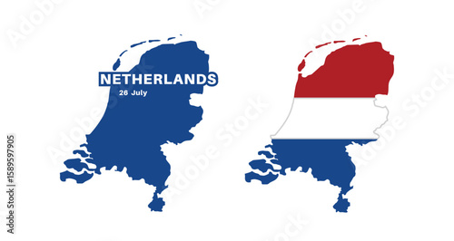 netherlands flag and map set. netherlands flag in official colors and proportions., map