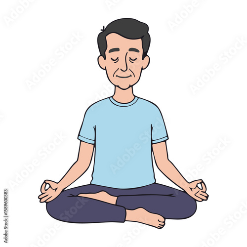 vector illustration of a man practicing yoga