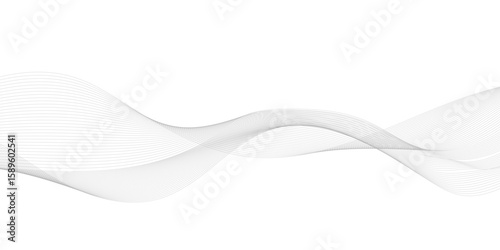 Thin line wavy abstract vector background. Curve wave seamless pattern. Line art striped graphic template. 