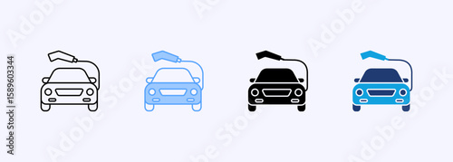 Electric Car Icon Set Color Multiple Style Collection