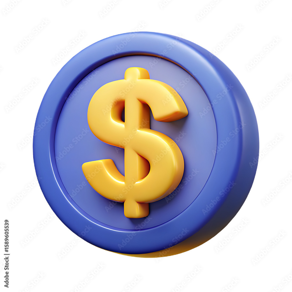 Obraz premium Golden dollar sign illustration, business concept on transparent background