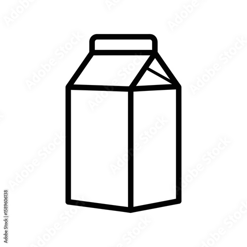 Milk Carton Icon in Minimalist Style on White Background  