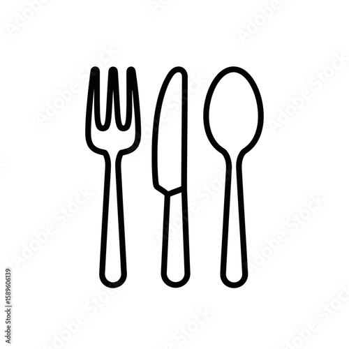 Cutlery Set Icon in Minimalist Style on White Background  