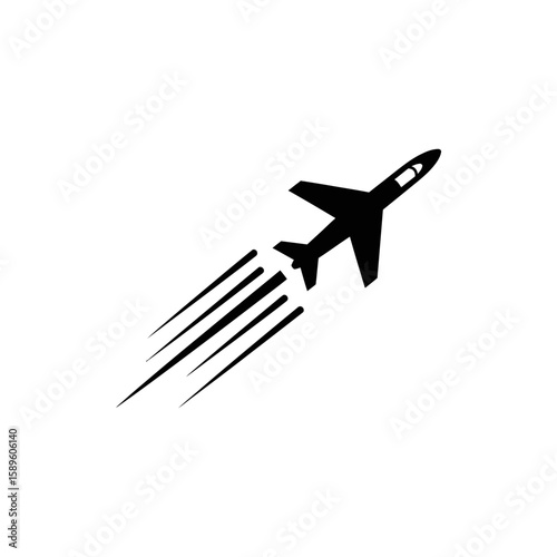 vector icon of a jet airplane soaring through the sky  