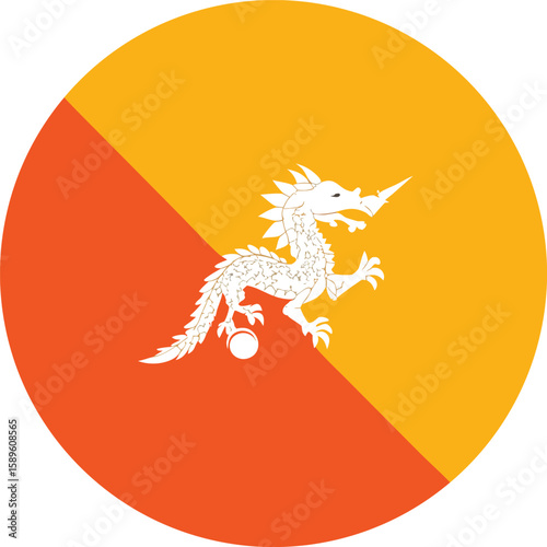 bhutan round flag icon vector in official colors flat bubble design
