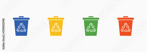 Recycling Bin Icon Set Color Multiple Style Collection
