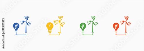 Wind Energy Icon Set Color Multiple Style Collection