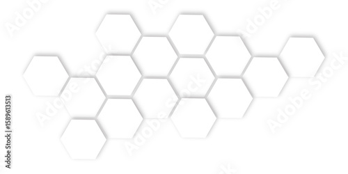 Abstract geometric technology 3d white bright hexagon polygonal honeycomb luxury pattern vector background.