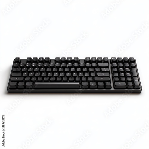 Black mechanical keyboard front facing view isolated on white
