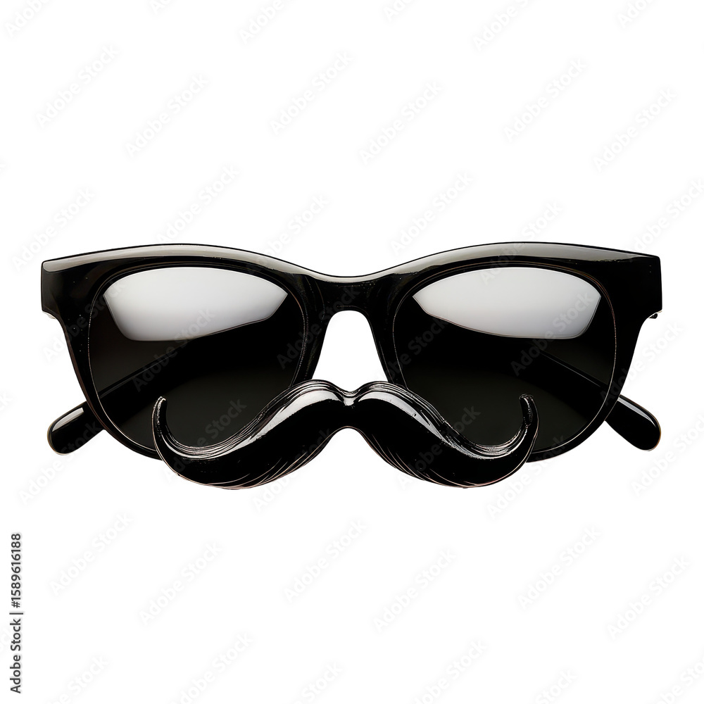 Fototapeta premium Funny glasses with mustache, Fun glasses featuring a bold mustache, isolated on transparent background