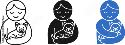 Person holding dog vector illustration for pet adoption and care concept