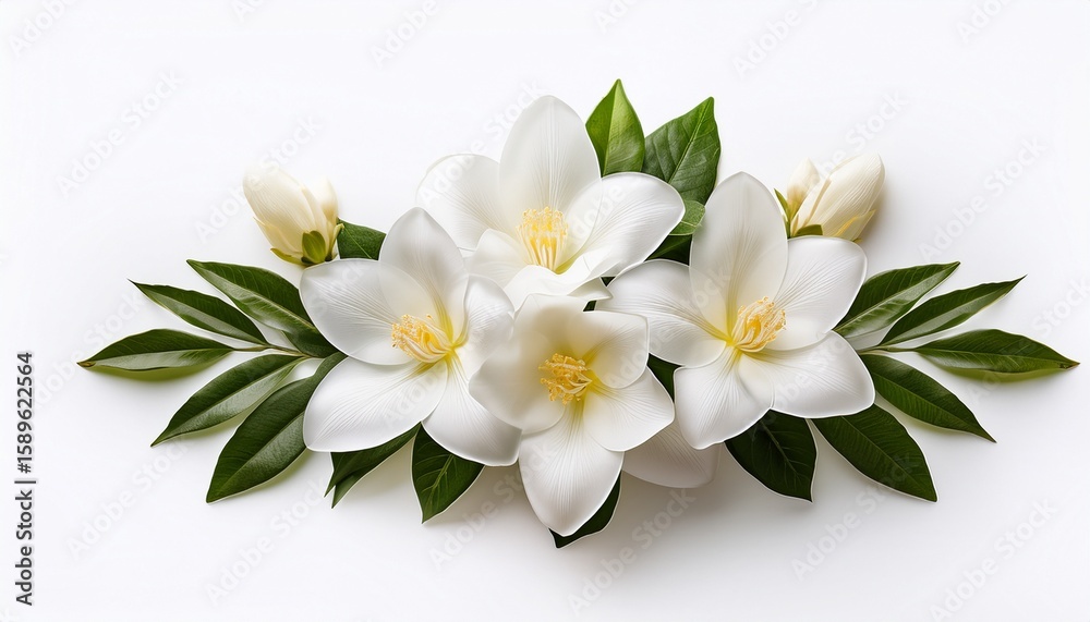 Fototapeta premium a white flower arrangement with four flowers on a white background