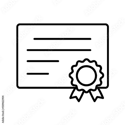 black and white certificate with ribbon clip art preview