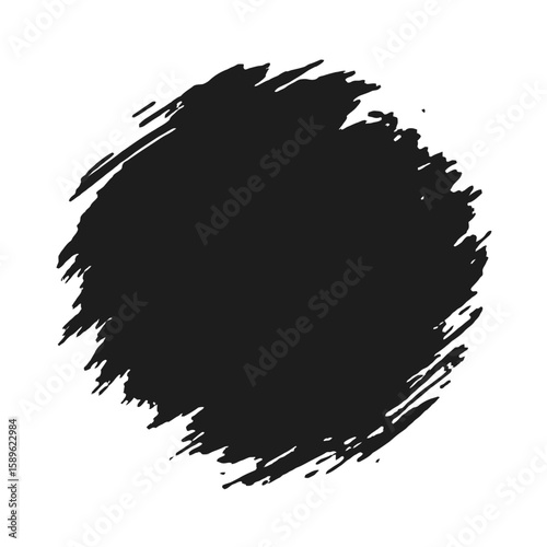Round Grunge Brush Stroke Vector Texture - Abstract Artistic Design Element