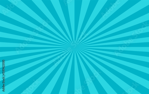Background for cartoon comics. A bright blue comic book poster with radial lines. Vector EPS 10.
