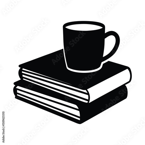 stack of books and cup