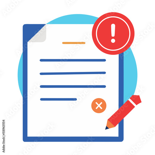 Document with warning and pencil paper contract