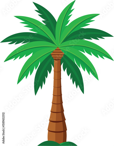 Tropical Oasis: This eye-level shot showcases a vibrant, digitally-crafted palm tree, embodying the serene essence of a tropical paradise, ideal for design projects.