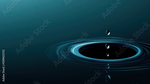 Water drop impact on dark teal surface