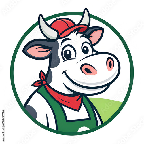 Cow farm product logo design vector template for fresh natural milk branding.