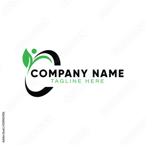 Modern logo design featuring a stylized person and leaf graphic.
