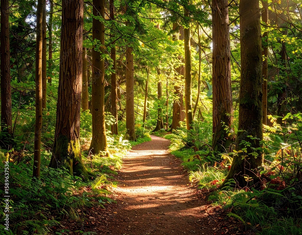 Naklejka premium Sunlit forest path (1)