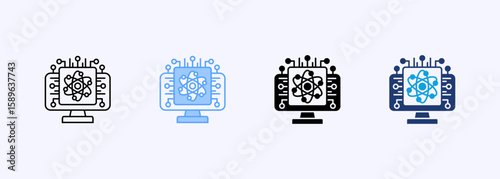 Quantum Computing Icon Set Multiple Style Collection
