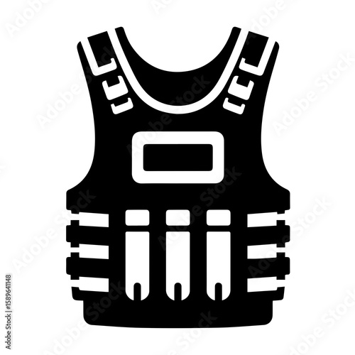 Black tactical body armor graphic is perfect for security, law enforcement, or military themed designs and projects.