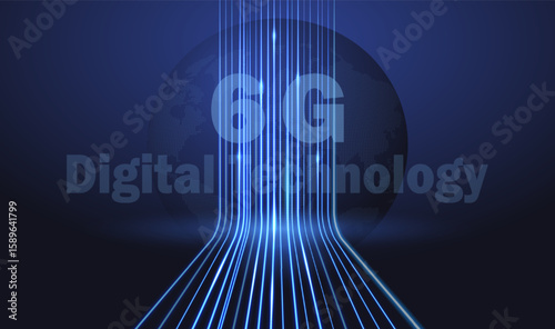 A futuristic backdrop for wireless data transmission using 6g technology. High-speed technology. wireless data transmission. An abstract flow of information. Vector EPS 10.