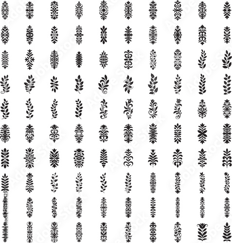 Black vertical ornamental vector artwork for design use