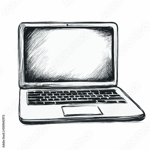 Vector illustration of an open laptop with a blank screen