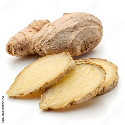 A single dried sand ginger root slice, aromatic and spicy, used in traditional medicine