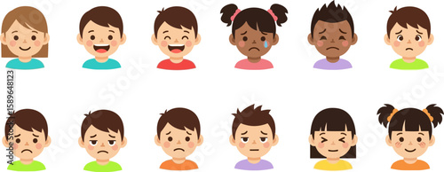 Children emotions chart vector illustration for kids learning feelings