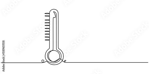 Continuous one line drawing medical thermometer. Medicine, Continuous one line drawing of thermometer for measuring air temperature on white background, Minimalist healthcare concept for temperature.