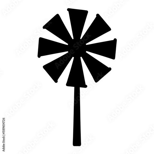 Black silhouette illustration of a wind turbine for alternative energy generation