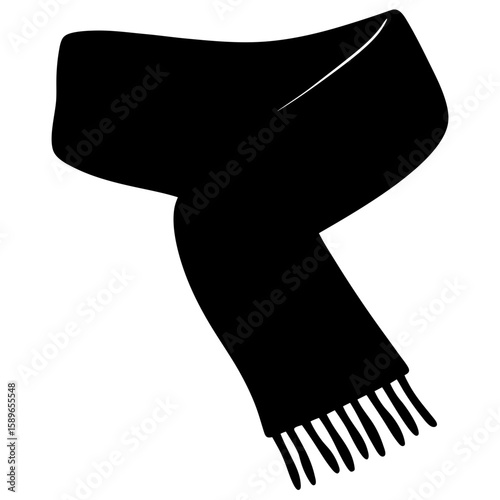 A stylish black scarf with fringe, perfect for cold weather days