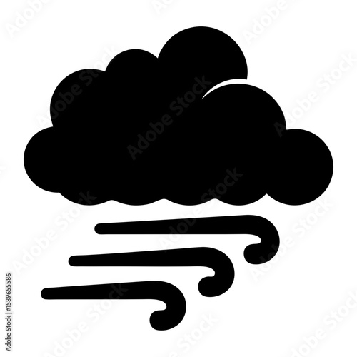 A black cloud with wind blowing underneath, forecast for a blustery day
