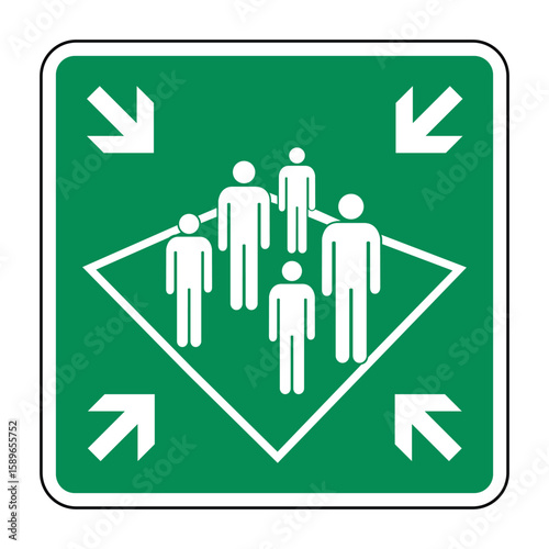Принти на полотні Shipboard Assembly Station Sign – Emergency Muster Area Symbol with People and A
