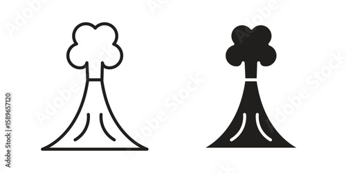 Volcano icon vector illustration logo template in filled, outline
