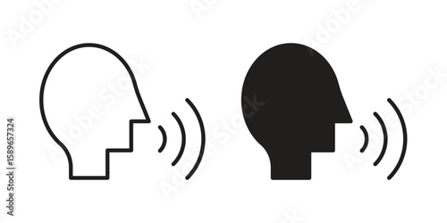 Voice control icon vector illustration logo template in filled, outline