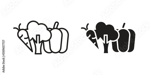 Vegetable icon vector illustration logo template in filled, outline