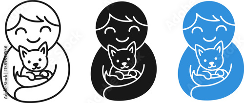 Dog adoption logo design vector illustration for pet care and animal rescue