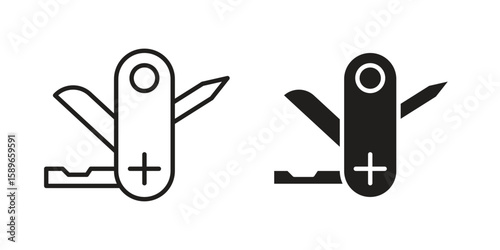 Swiss Knife icon vector illustration logo template in filled, outline