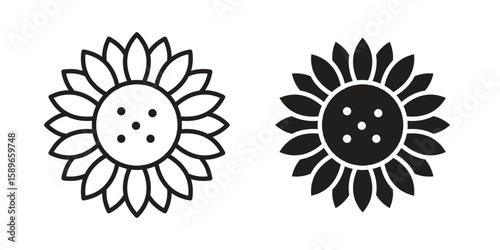 Sunflower icon vector illustration logo template in filled, outline