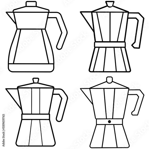 Coffee Pot Coloring Page – Classic Brewing Appliance Line Art Illustration for Kids and Adults