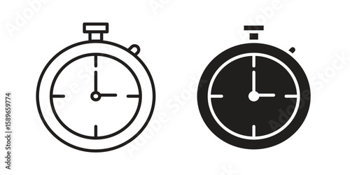 Stopwatch icon vector illustration logo template in filled, outline