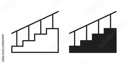 Stairs icon vector illustration logo template in filled, outline