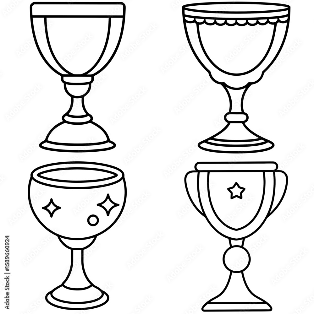 Obraz premium Goblet Coloring Page – Elegant Drinking Vessel Line Art Illustration for Kids and Adults