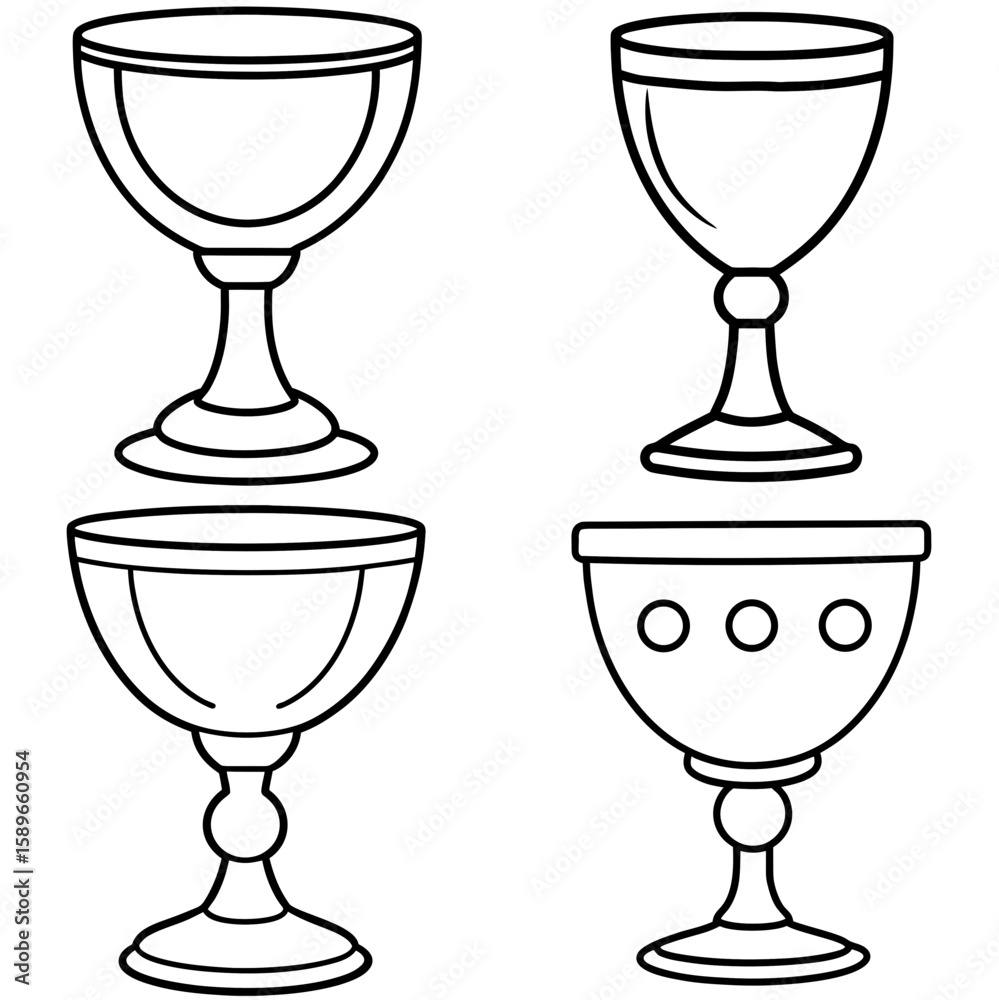 Obraz premium Goblet Coloring Page – Elegant Drinking Vessel Line Art Illustration for Kids and Adults